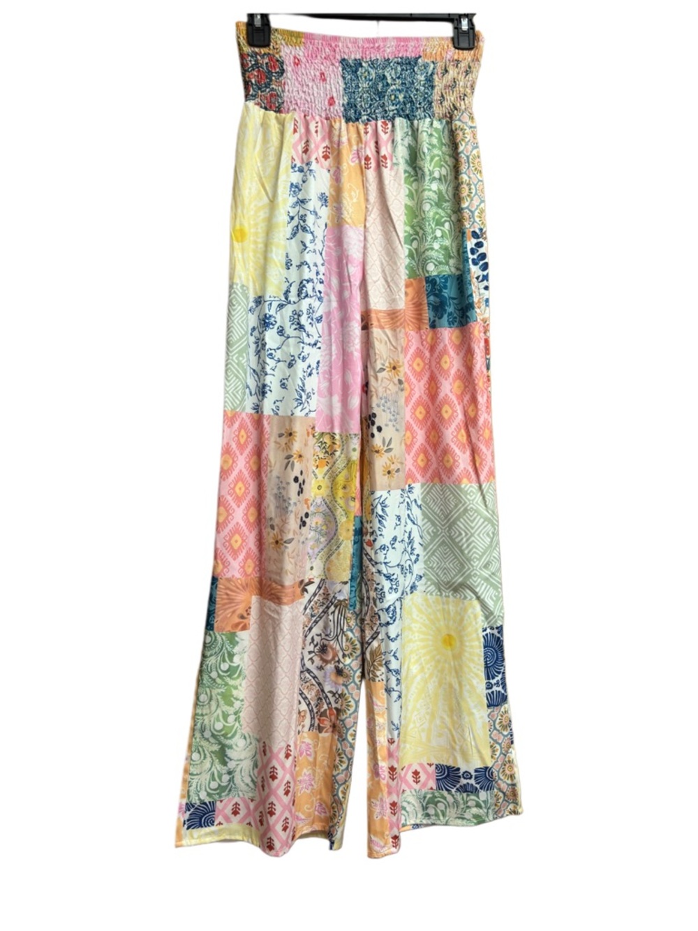 Multi-Color Patchwork Wide-Leg Pants